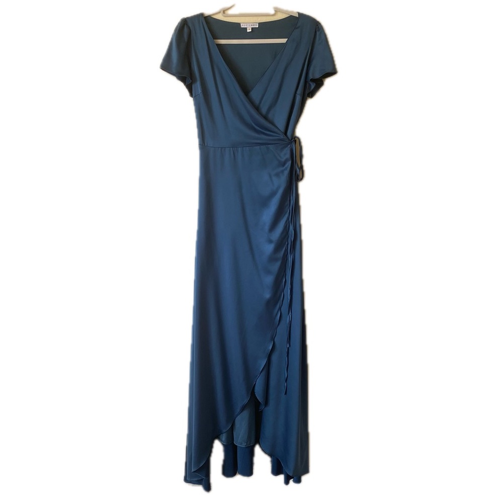 Baltic Born Blue Satin Wrap Maxi Dress